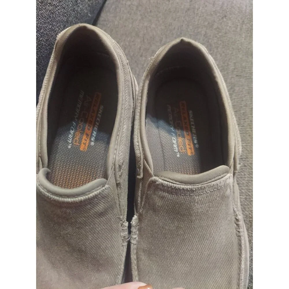 Skechers Cohagen Memory Foam Men's Slip On Canvas Shoes Taupe Size‎ 8 Casual